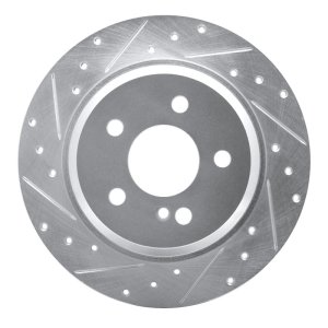 Mercedes-Benz E200 Brake Rotor (1) - Rear Left - R1 Concepts - Drilled & Slotted - Silver - `03-`16